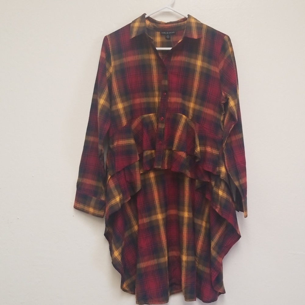 Thread Story Long Tails Top Plaid Fall Colors XL